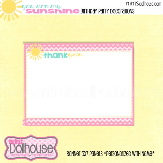 Sunshine Pink Teal Thank You Cards-You Are My Sunshine Pink Teal Thank You Cards-PDF Il_570xn
