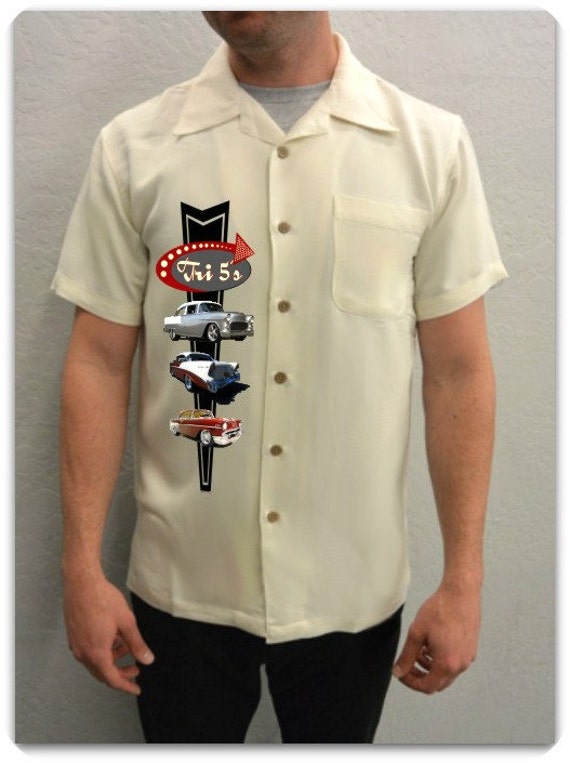 Casual Car Shirt for Men Chevy Tri Fives Retro Bel by SpokeNwheelz