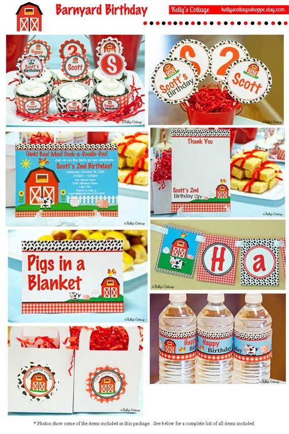 Barnyard Birthday Party Mini Package...Custom, Printable DIY Package Il_570xn