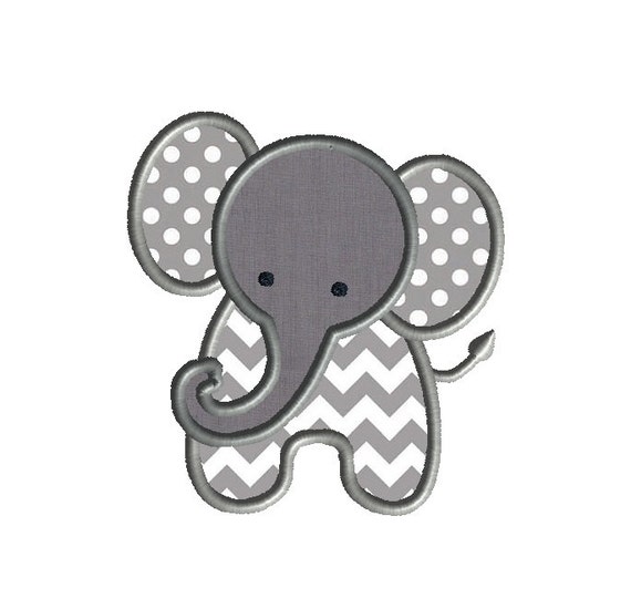 Little Elephant Applique Machine Embroidery Design-INSTANT