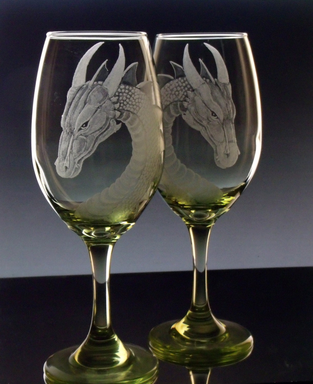 Dragon wine glasses fantasy wine glass green wine glass