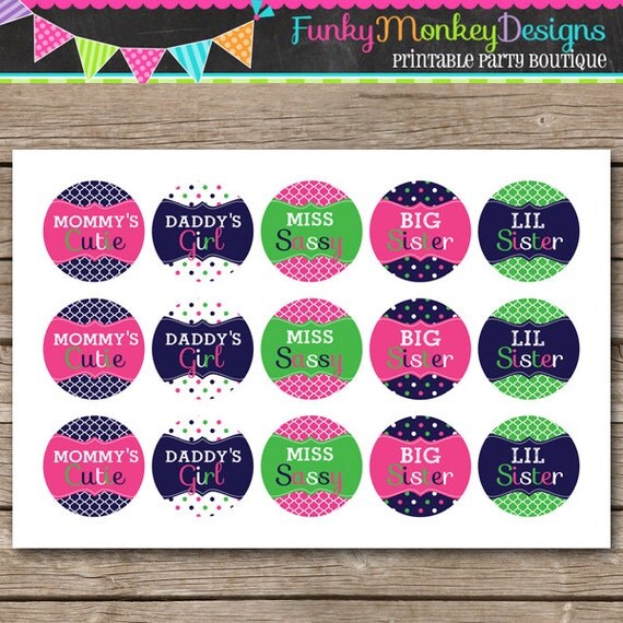INSTANT DOWNLOAD ~Pink Navy & Green Preppy Sayings~ 4x6 Digital 1" Inch Bottle Cap Image/Digital Collage sheet Il_570xn