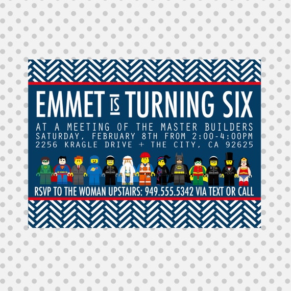 The Movie Invite - Emmet Invitation - Movie Invitation - Party Supplies Il_570xn