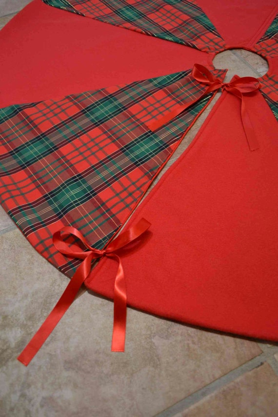 large tartan and red fleece christmas tree skirt reversible large tartan and red fleece christmas tree skirt reversible