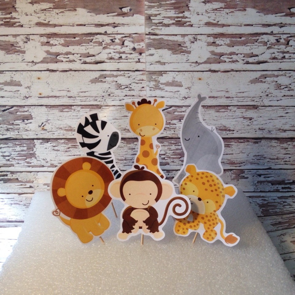 Zoo animal cupcake toppers animal print birthday Animal
