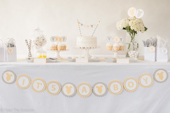 IT'S A BOY Baby Shower Decoration, Boy Baby Shower, Yellow Gray Baby Shower Il_570xn