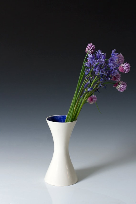 SALE Small Cobalt Blue and White Bud Vase Pottery / Ceramic