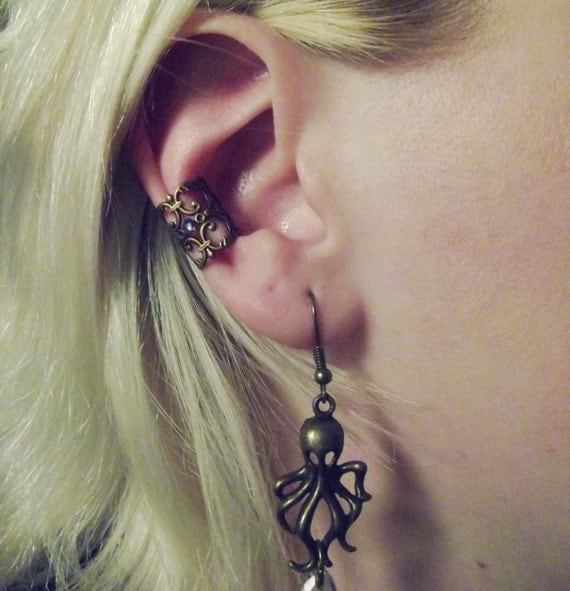 Bronze Crystal Ear Cuffs by JekyllHydeJewelry steampunk buy now online