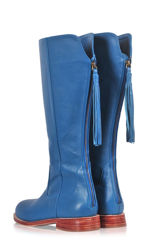 teal knee boots