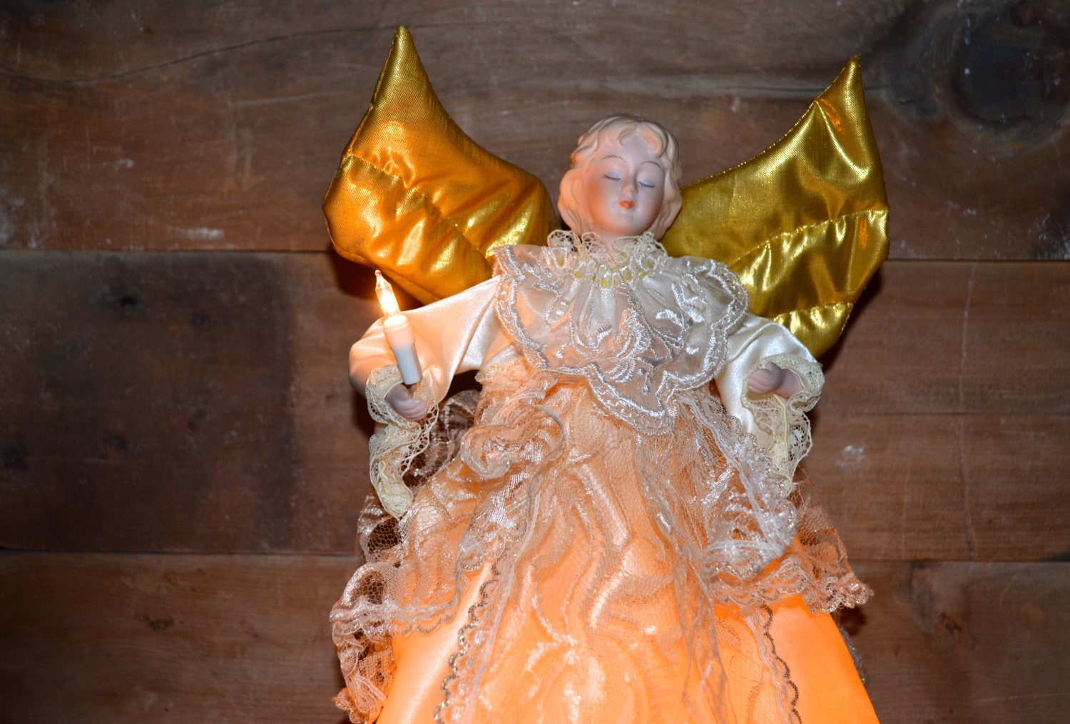 Vintage Christmas tree topper: lighted and animated angel