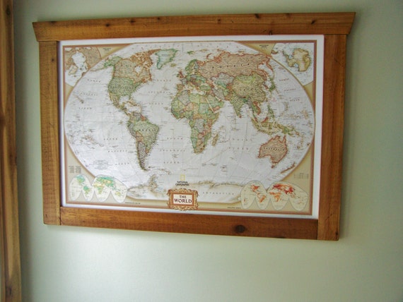 Framed Push Pin Map World Map 45 X 30