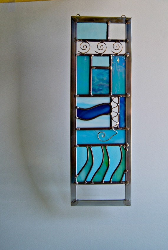 Stained Glass Water Element Stained Glass River Scene Nature