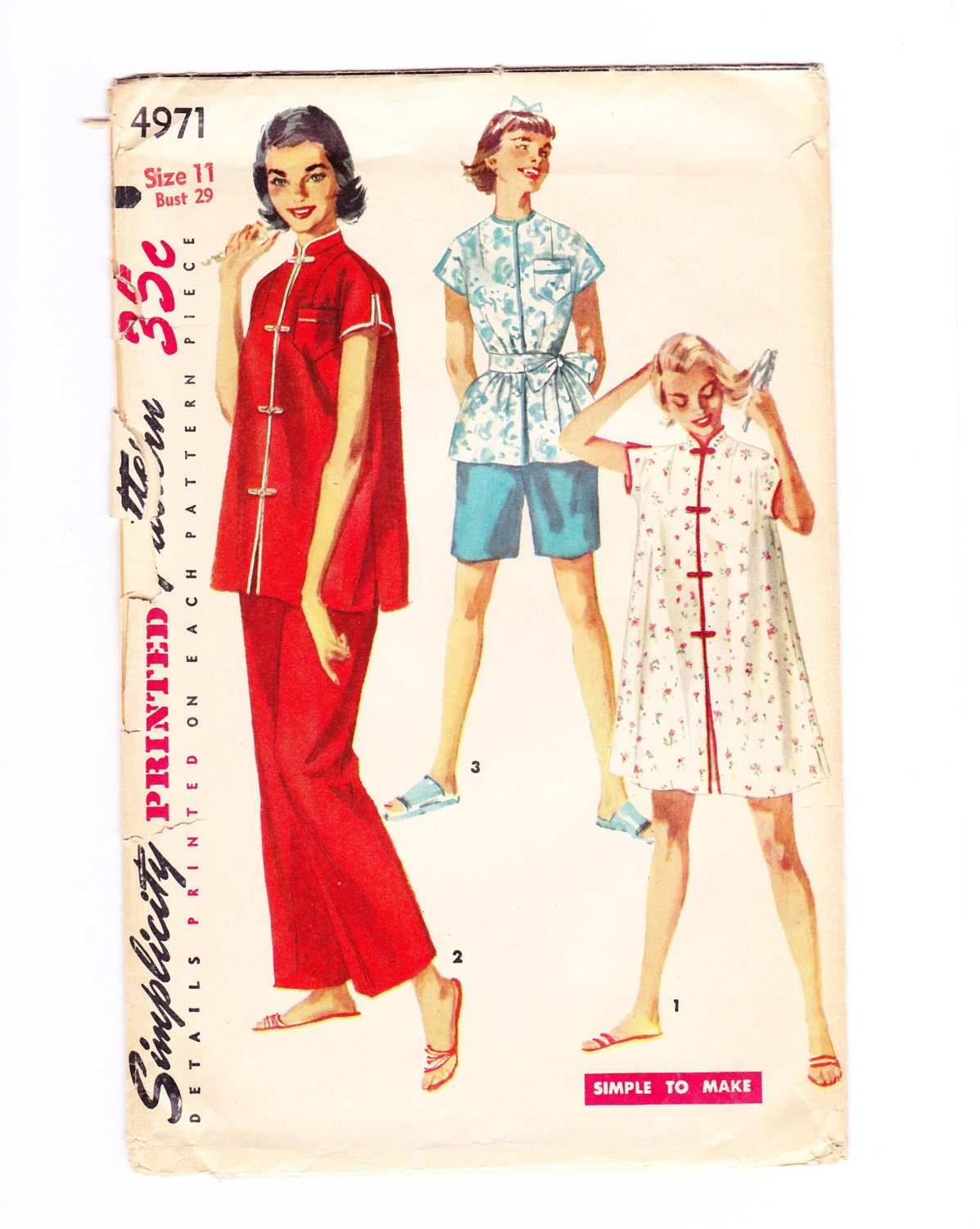 Asian Style Sleepwear Loungewear Pajamas by OldSoulVintageLtd