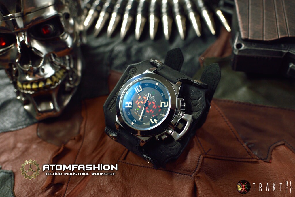 Men's cyberpunk wrist watch 'Neuromancer'
