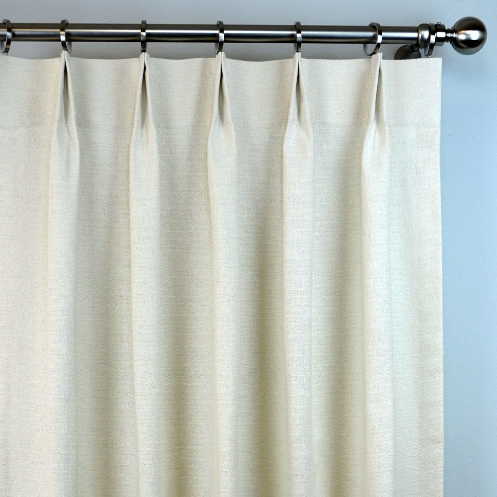 Pair Of Pinch Pleat Top Curtains In Solid Natural Off White