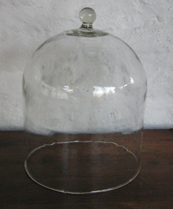 Antique Hand Blown Glass Bell Jar Cloche Dome