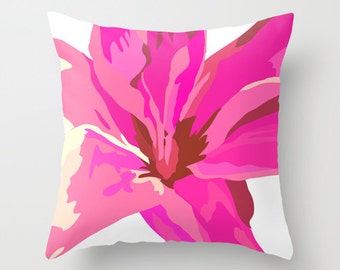 Pink Outdoor Pillow / Pink Flower Outdoor Pillow / 18x18 Pillow / 20x20 Pillow / Decorative Flower Pillow / Patio Pillow / Outdoor Cushion