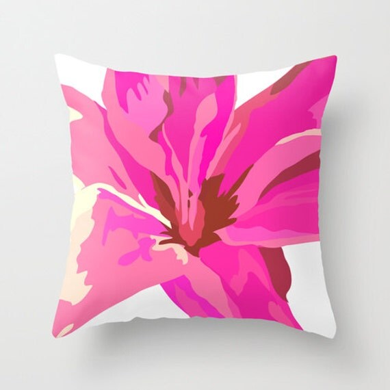 Pink Outdoor Pillow / Pink Flower Outdoor Pillow / 18x18
