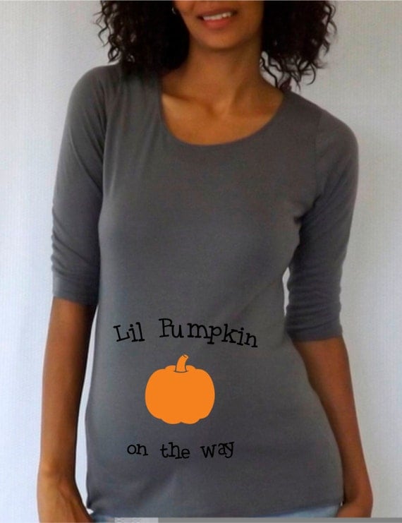 Maternity Halloween shirt Lil pumpkin on the by DJammarMaternity