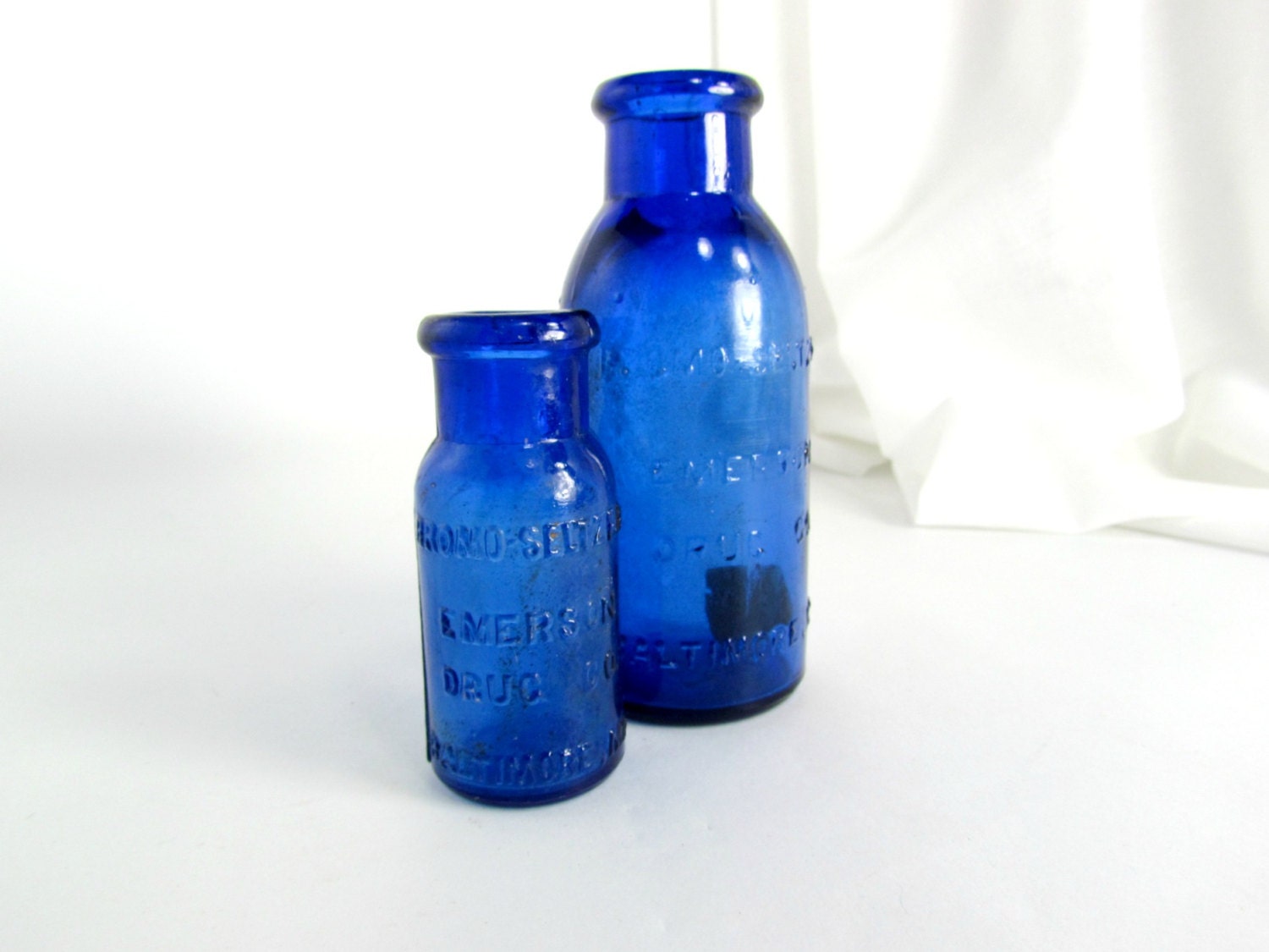 Cobalt Blue Bromo Seltzer Bottles Antique