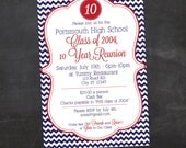 School Reunion Invitation - Chevron - Pick your school colors - Custom Printable Il_170x135