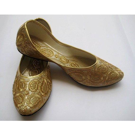 gold sequin ballet flats