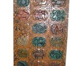 Antique Carvings Carved Door Tribal Animal Wall Panel India Art Red Patina Shutters