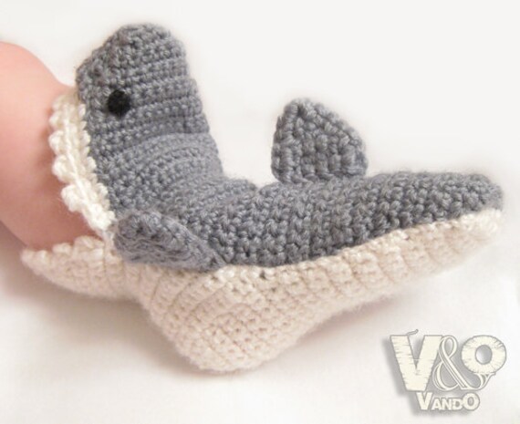 Handmade Crochet Shark Slippers Shoes Slipper Baby Slipper