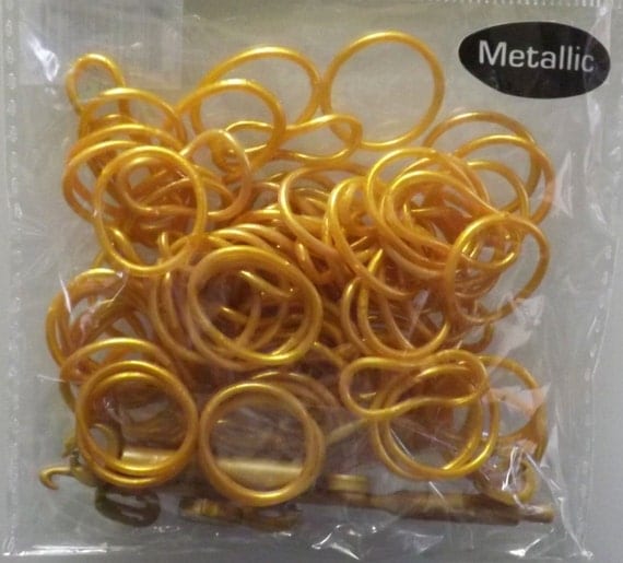 Gold loom rubber bands 100 count Gold metallic rubberbands