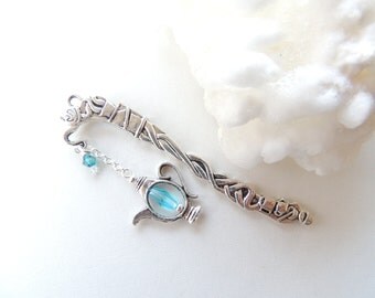 Teapot Bookmark, Crystal Bookmark, Metal Bookmark, Beaded Bookmark, Gift for Her, Stocking Stuffer. B61