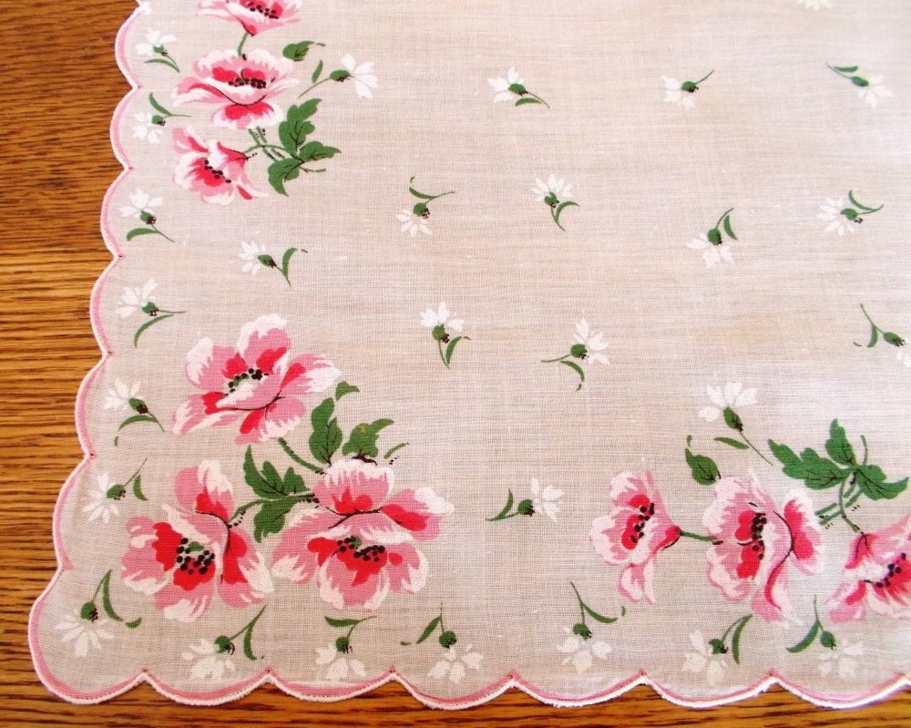 Vintage Print Handkerchief – Pink Hankie/ Hanky – Haute Juice
