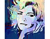 Abstract portrait goddess photomontage digital art print black white blue red yellow colourful fantasy fine wall art Abstract portrait goddess photomontage digital art print black white blue red yellow colourful fantasy fine wall art