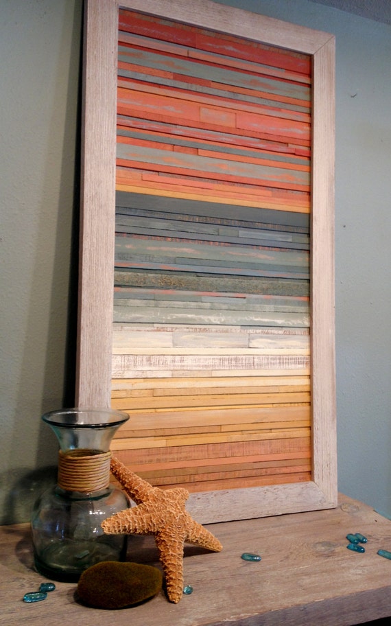 Items similar to Coastal Sunset Reclaimed Wood Art on Etsy