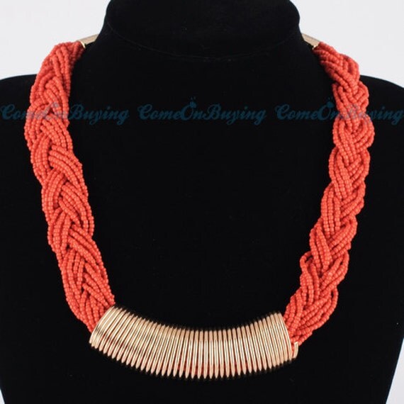 Coral Twisted Choker Necklace