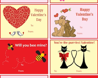 Assorted Valentines Treat Bag Topper Printable