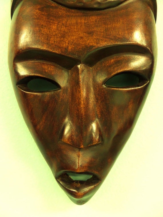 Vintage Hand Carved Wood Mask Wall Hanging Haiti by JacksonMill