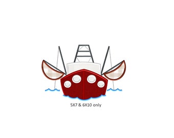 Shrimp Boat - Fishing Boat - Appliq ue Design - Instant EMAIL With 