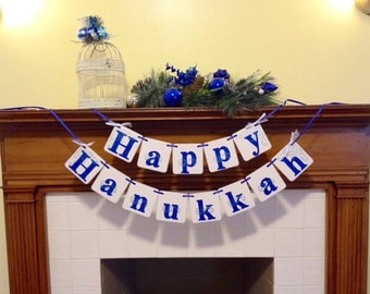 happy hanukkah banner decoration sign hanukkah or chanukah garland hanukkah decoration blue and silver hanukkah photo - Hanukkah Decorations happy hanukkah banner decoration sign hanukkah or chanukah garland hanukkah decoration blue and silver hanukkah photo - Hanukkah Decorations