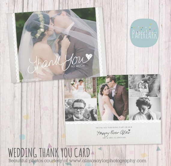 Wedding Thank You Card Photoshop template AW020 INSTANT