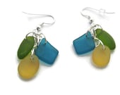 Colorful Beach Glass Earrings, Sea Glass Earrings, Green Beach Glass Earrings, Blue Beach Glass Earrings, Yellow Sea Glass Earrings,