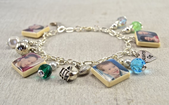 Personalized Photo Charm Scrabble Tile Bracelet