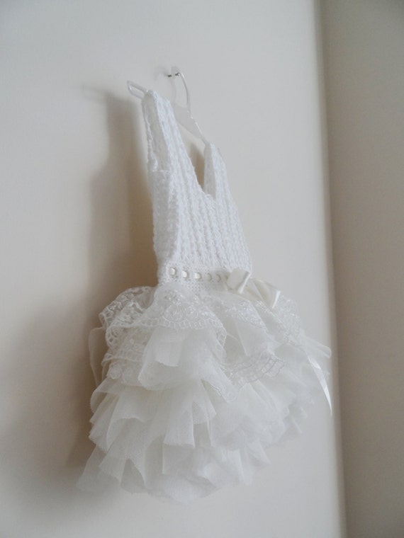 White lace and tulle Baby Tutu Dress. Baby dress by