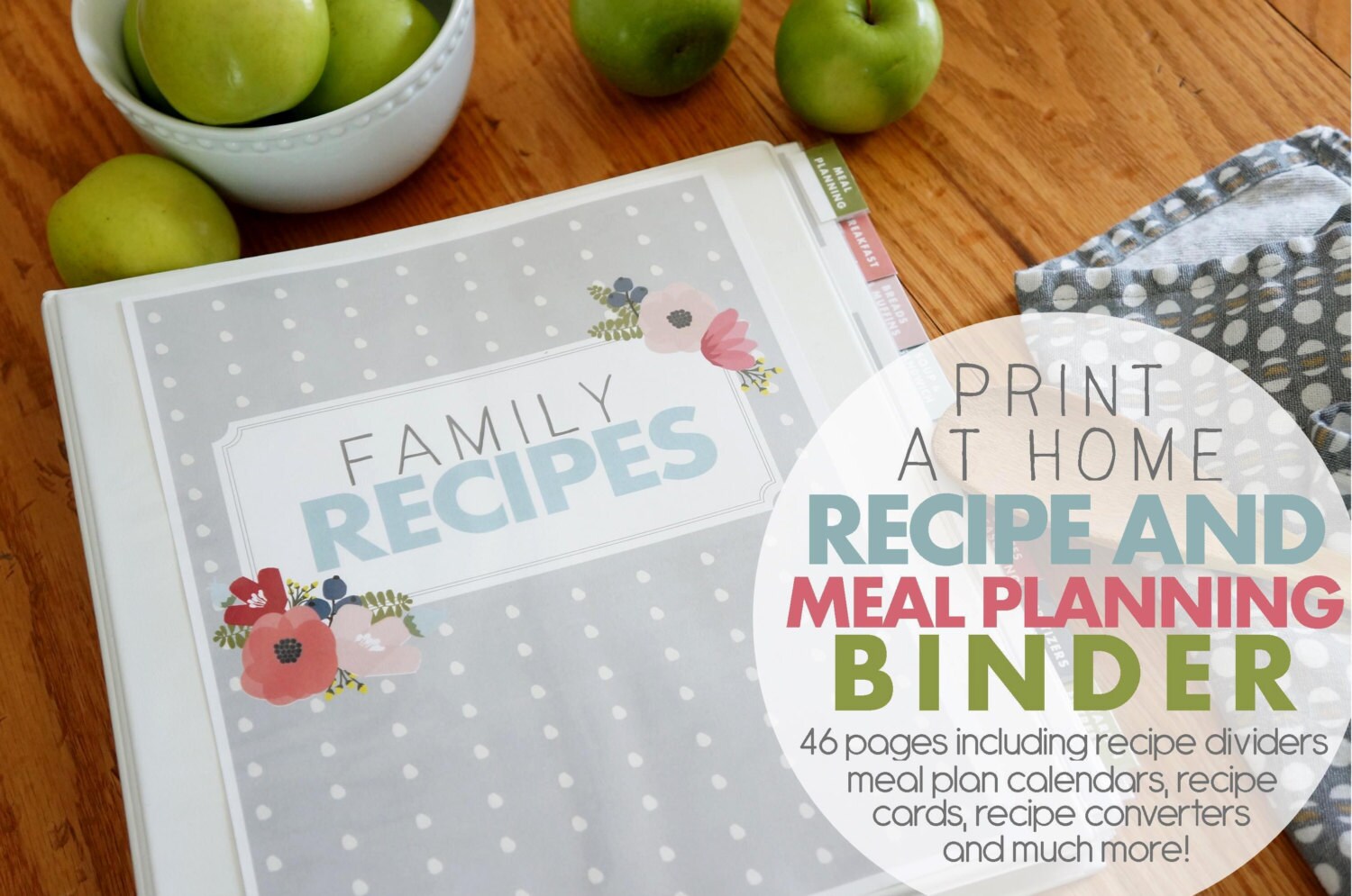 Printable Recipe and Meal Planning Binder Now with Editable