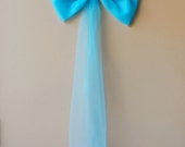 Tulle Wedding Bow, Aqua Bow, Teal Bow, Wedding Pew Bow, Bridal Shower Bow, Anniversary Bow, Wreath Stair Door Mailbox Church Decoration Il_170x135