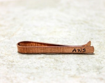 Personalized Copper Tie Clip / Anniversary Gift for Men / Monogram Tie Clip / Custom Tie Clip / Father's Day Gift / Birthday Gift