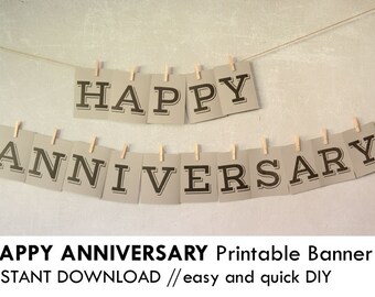 Items similar to Printable HAPPY ANNIVERSARY banner | Prints on 8.5" x ...