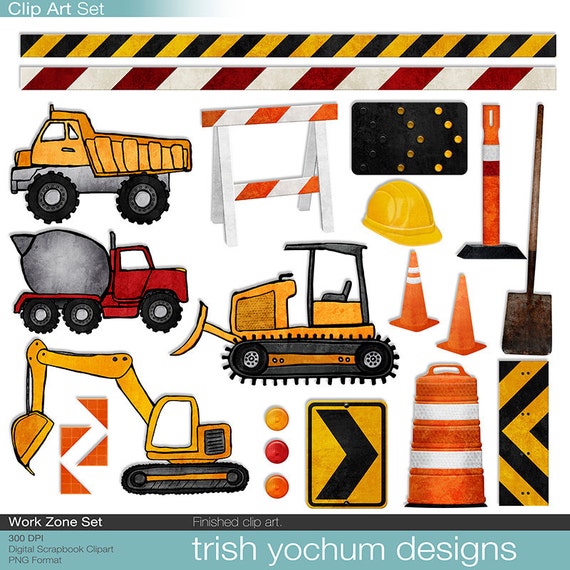 Construction Digital Clipart Work Zone Digital Scrapbook