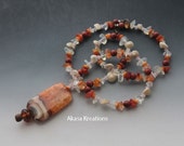 Agate Carnelian Crystal Healing Necklace 22.8 Inches Chakra Healing Spiritual Wiccan Pagan Shells Red Jasper Quartz