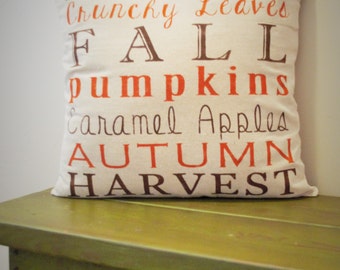 SALE, Fall Pillow Cover, Subway Art, Fall Decor, Fall pillow