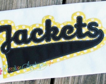 Jackets Digital Machine Embroidery Applique Design 6 sizes, jackets mascot, jackets team, jackets word, jackets football, jackets name